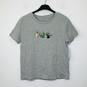 Madison Taylor Women's S T-Shirt Gray Christmas Lights Cats Embroidered NWT